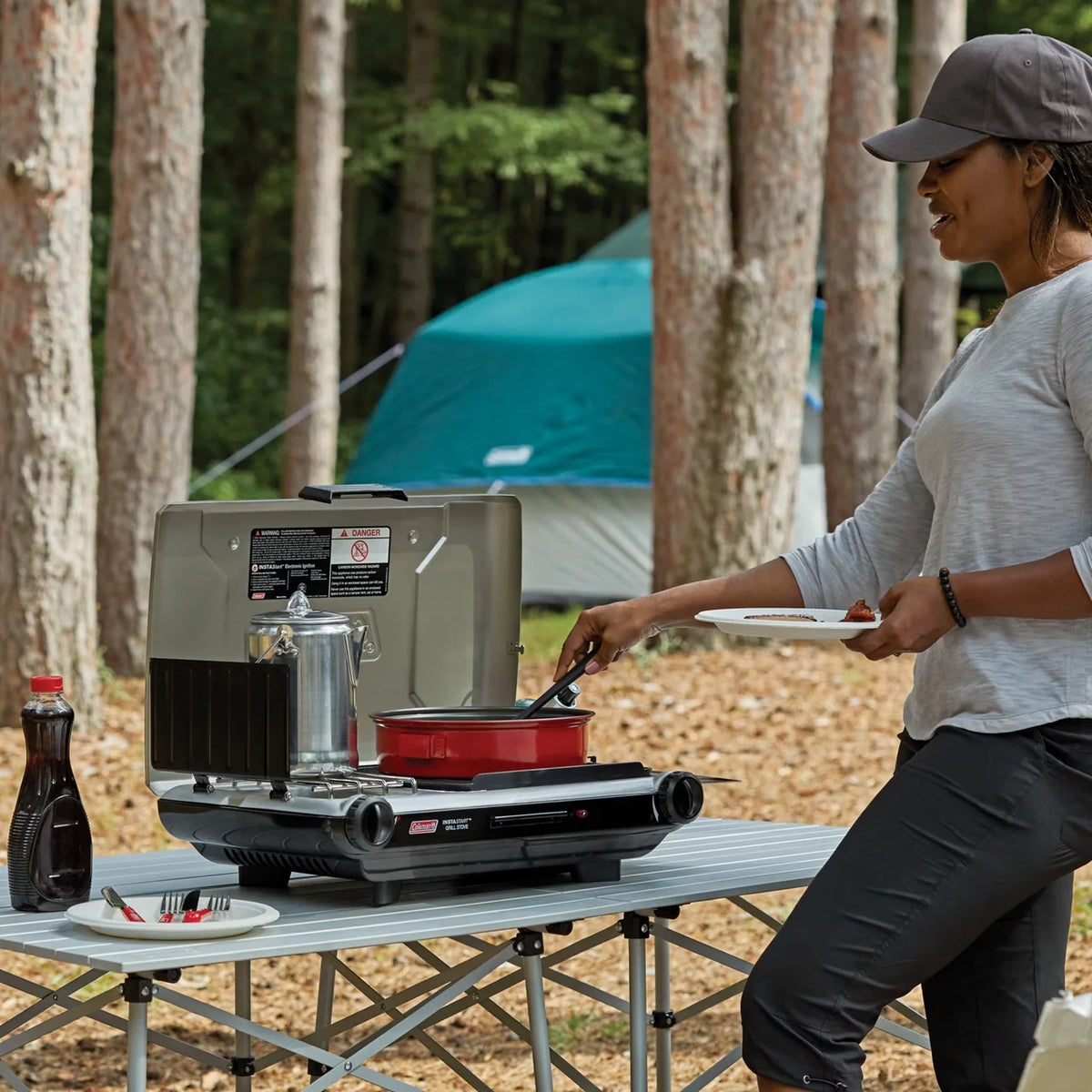 Deluxe Tabletop Propane 2-in-1 Grill/Stove, 2-Burner